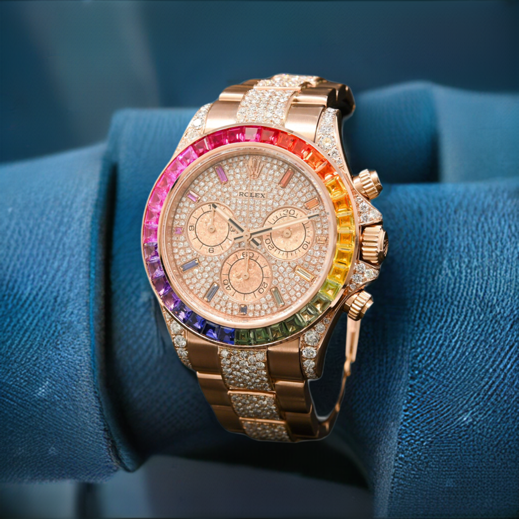 Rolex daytona clearance rainbow everose gold