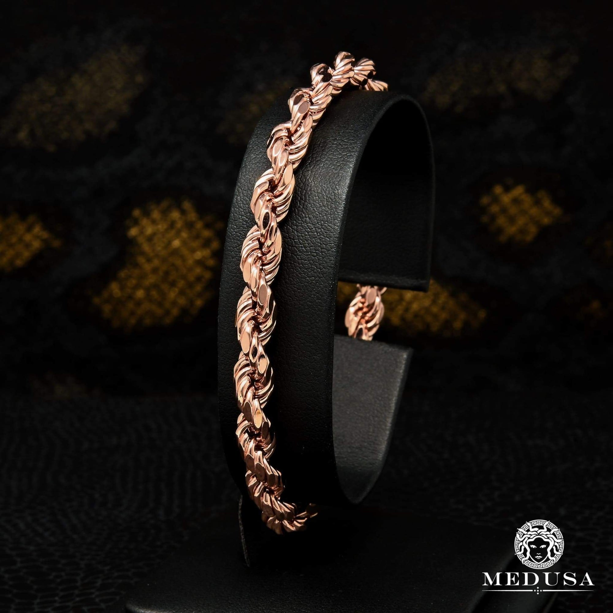 Bracelet en Or 10K | Bracelet Homme 6mm Bracelet Torsade Or Rose