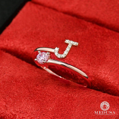 Bague en Or Custom | Bijoux Custom Bague Initiale & Pierre Naissance Sur-Mesure Or Rose