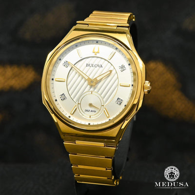 Montre Bulova | Montre Femme Bulova Curv - 97P136 Diamant / Or Jaune