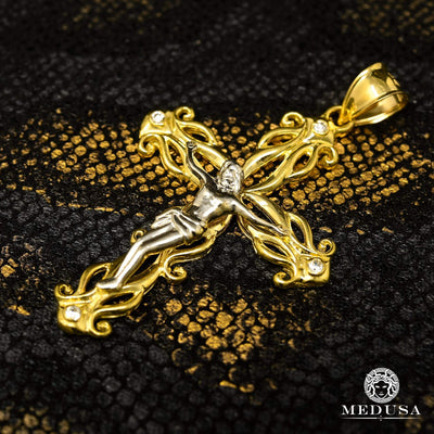 Pendentif en Or 10K | Pendentif Croix Crucifix X9 Or Jaune