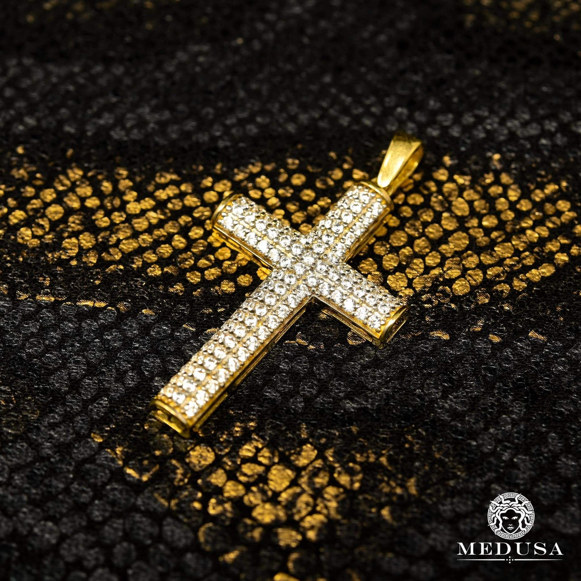 Pendentif en Or 10K | Pendentif Croix Crystal X15 Or Jaune