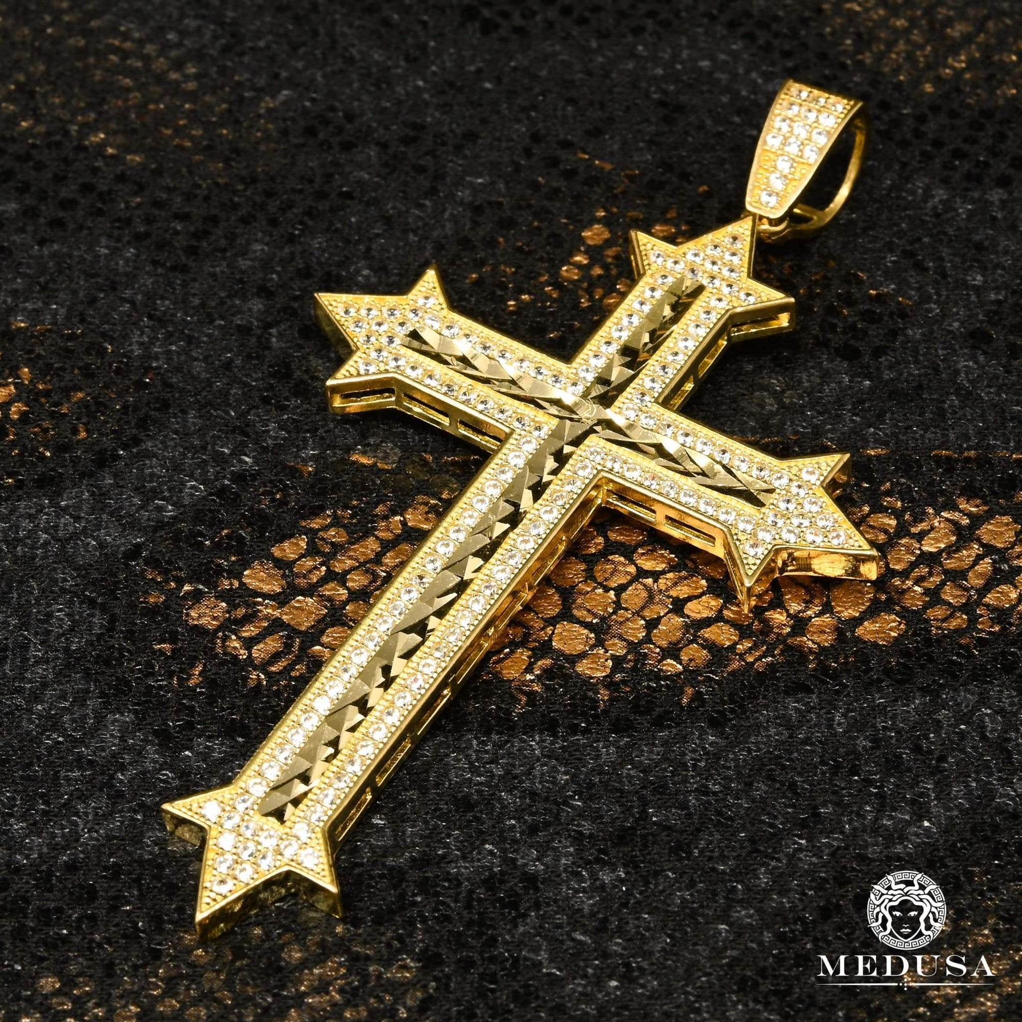 Pendentif en Or 10K | Pendentif Croix Crystal X23 Or Jaune