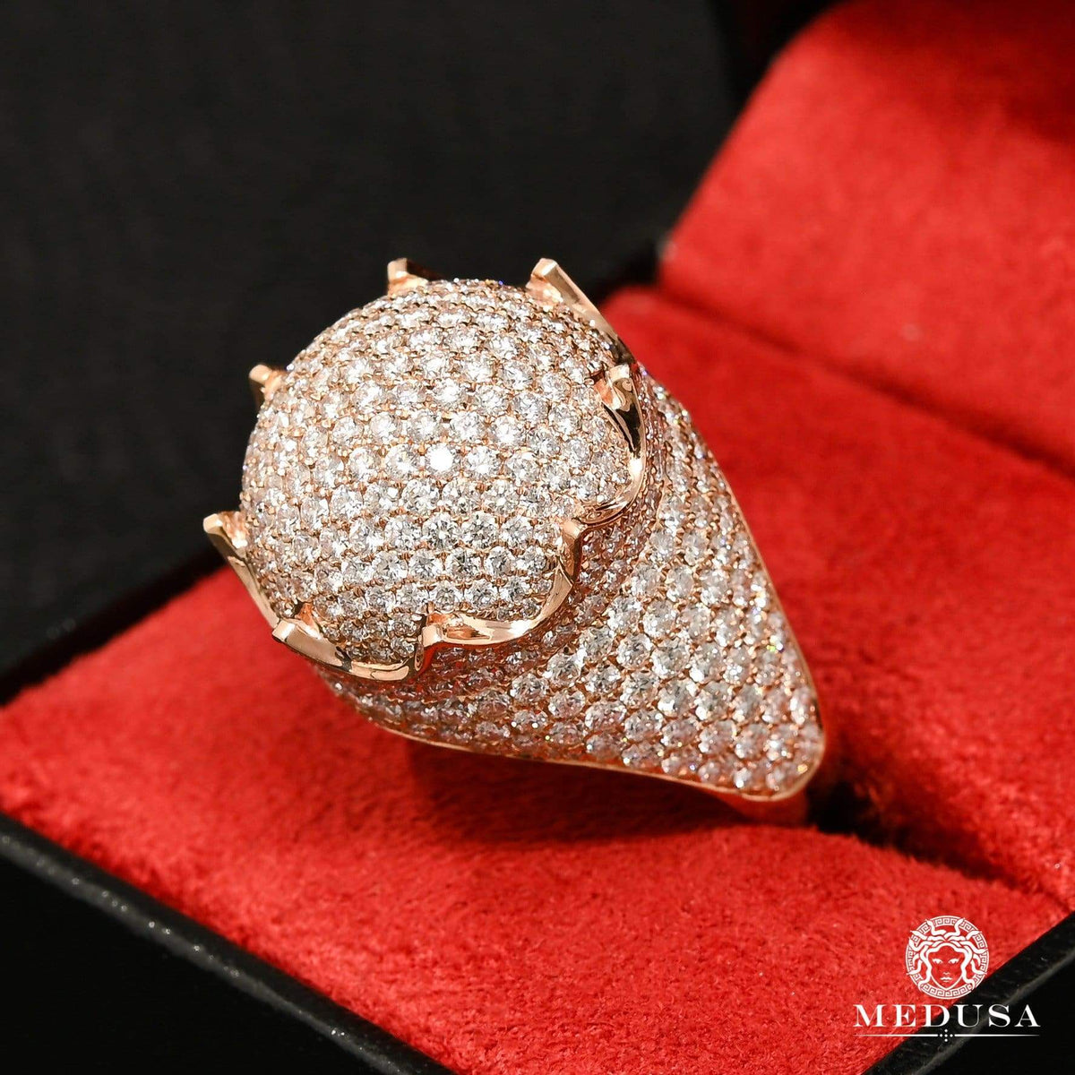 Bague à Diamants en Or 10K | Bague Homme Luxurious D10 - VVS Or Rose