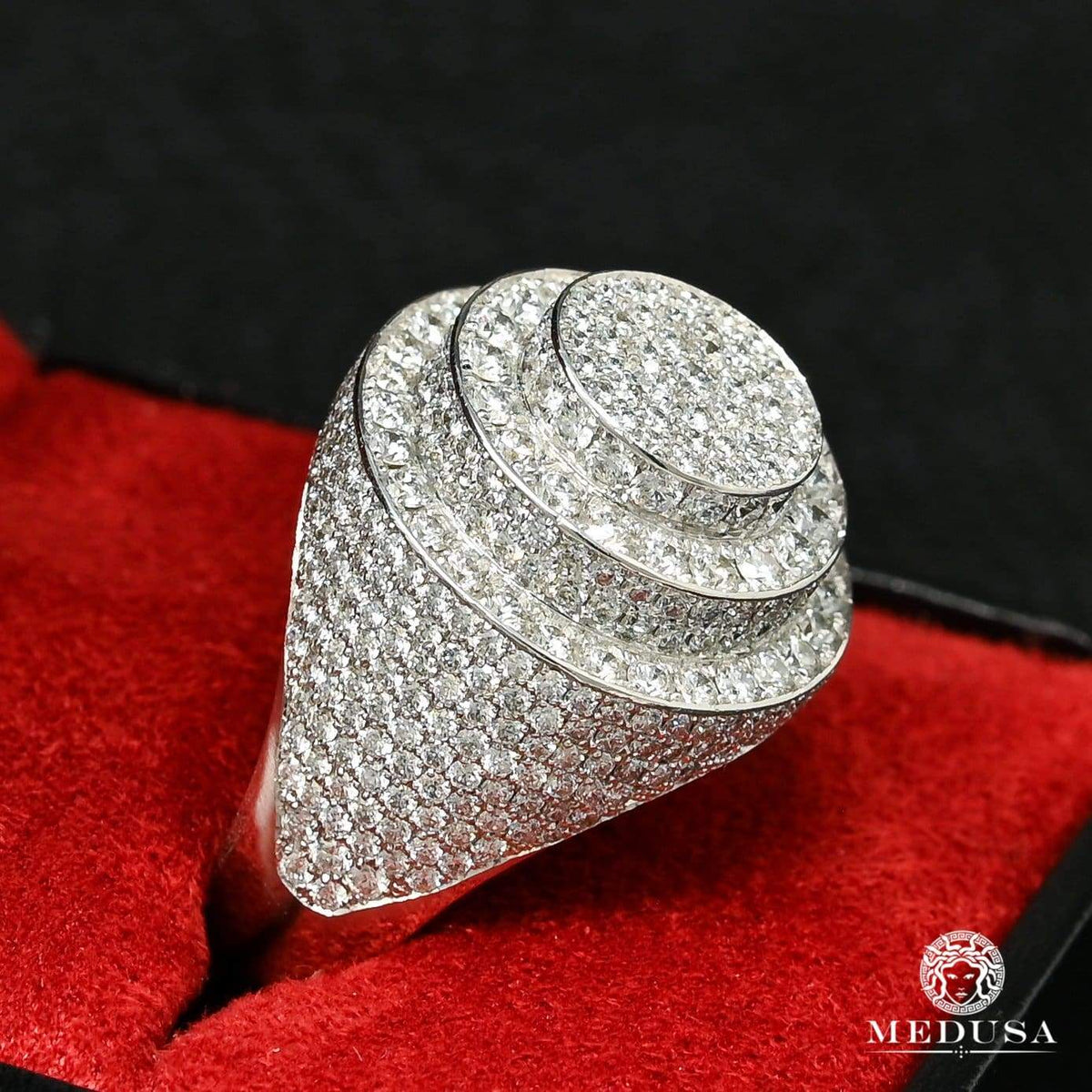 Bague à Diamants en Or 10K | Bague Homme Luxurious D8 - VVS Or Blanc