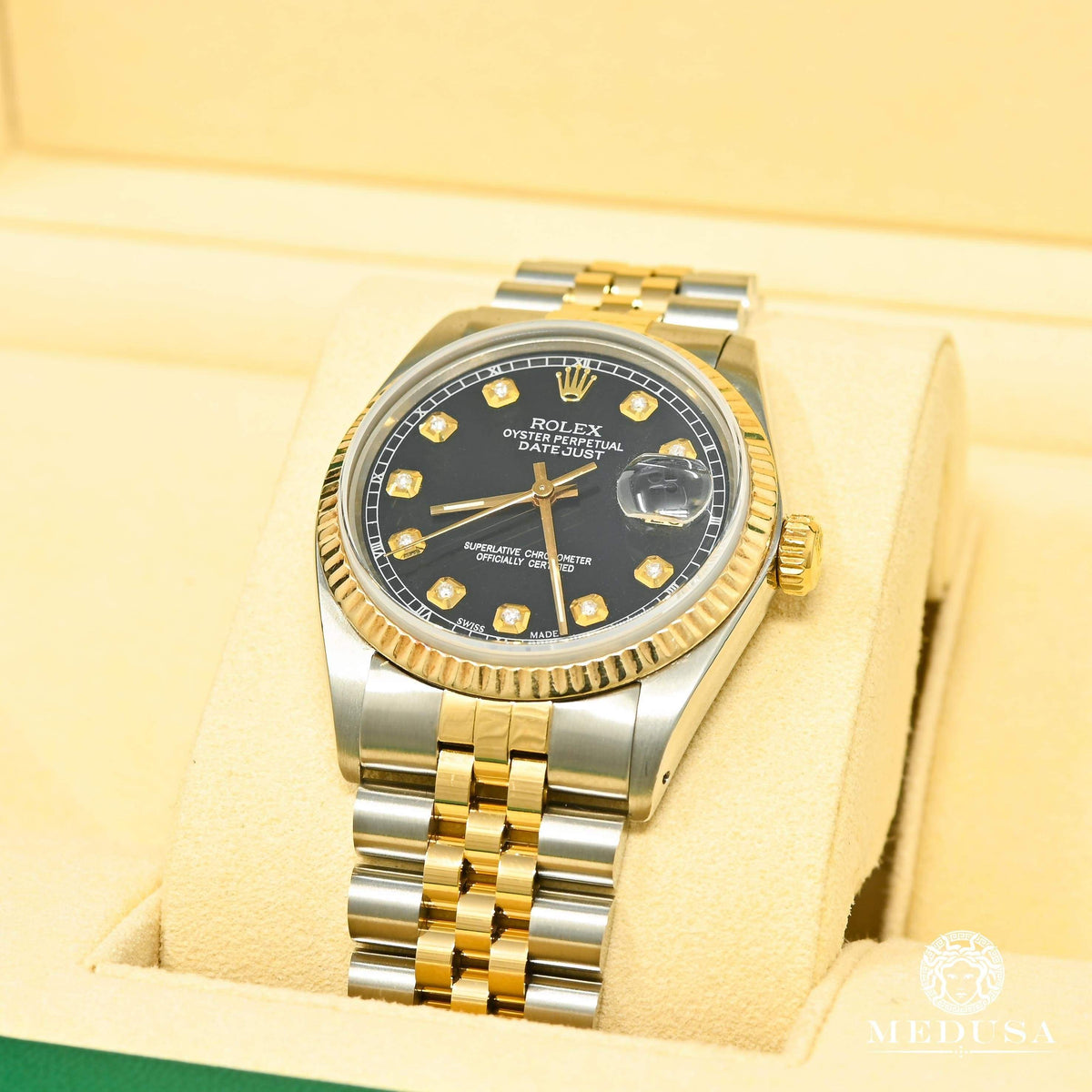 Montre Rolex | Montre Homme Rolex Datejust 36mm - Cadran Noir Or 2 Tons