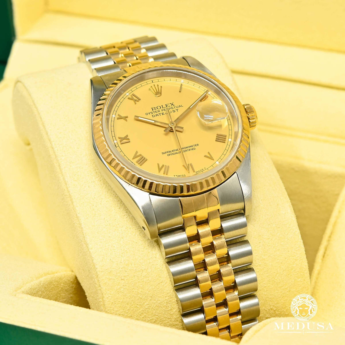 Montre Rolex | Montre Homme Rolex Datejust 36mm - Champagne Romain Or 2 Tons