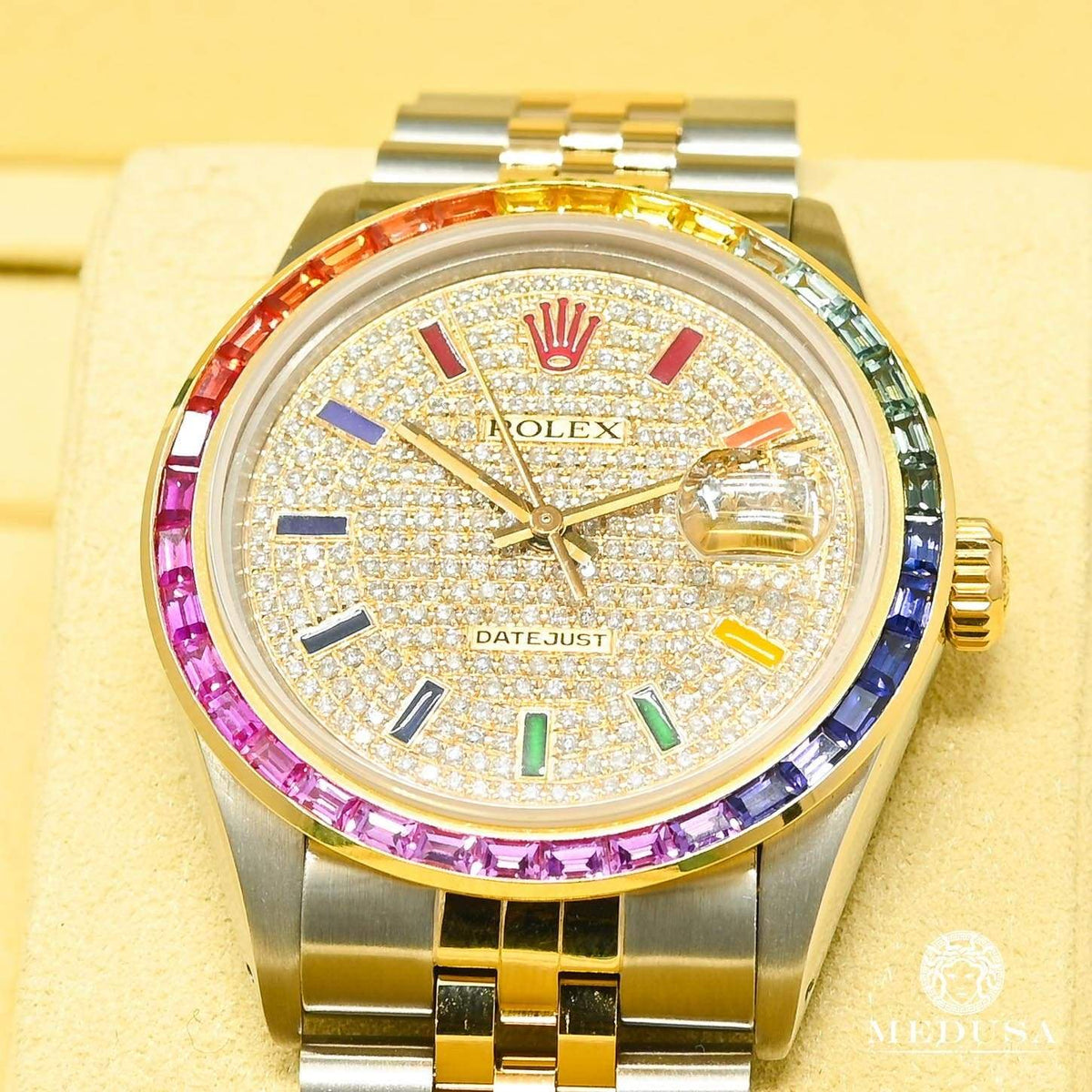 Montre Rolex | Montre Homme Rolex Datejust 36mm - Iced Rainbow Or 2 Tons