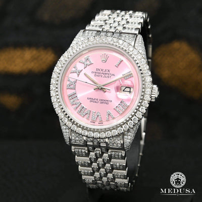 Montre Rolex | Montre Homme Rolex Datejust 36mm - Pink Iced Out Stainless