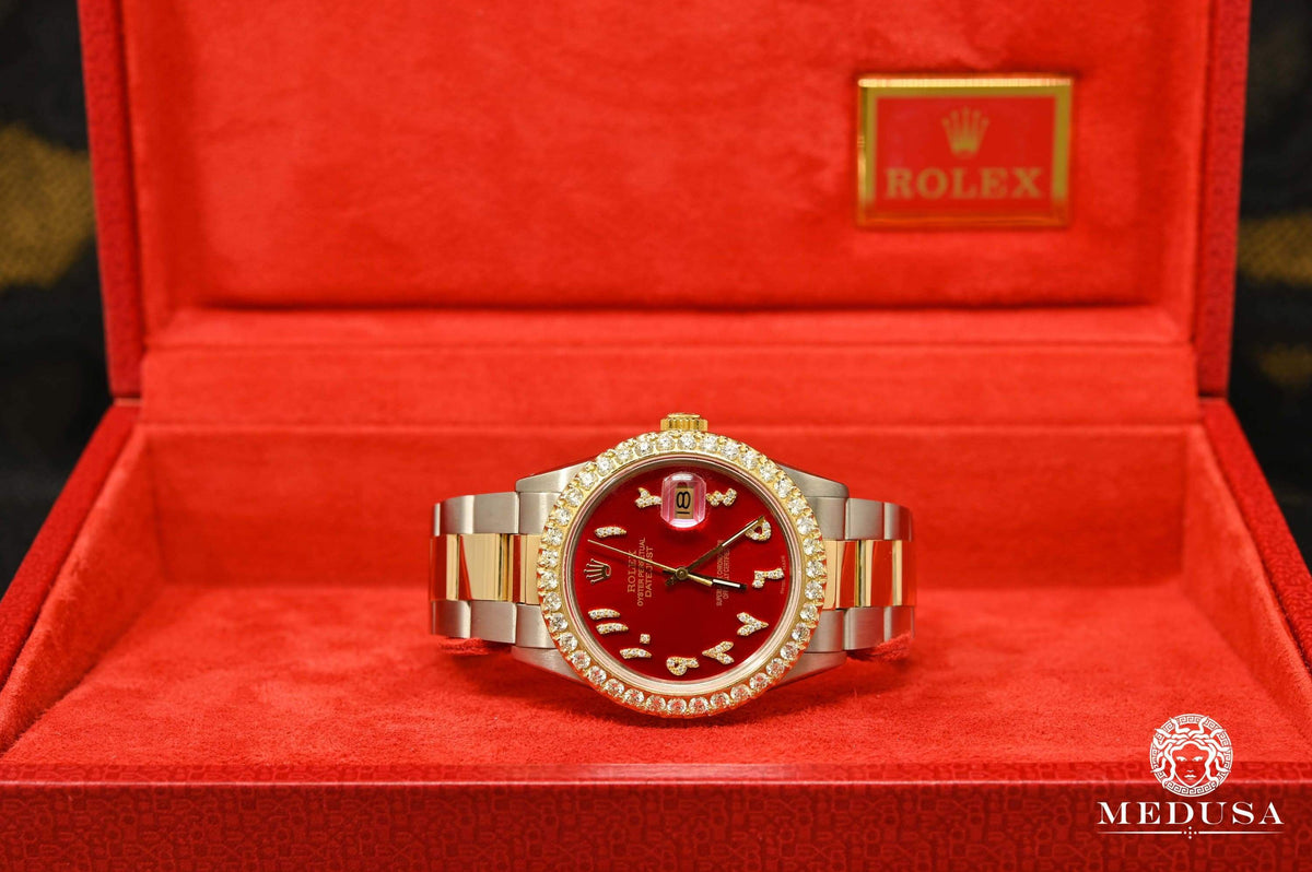 Montre Rolex | Montre Homme Rolex Datejust 36mm - Red Arabic Or 2 Tons