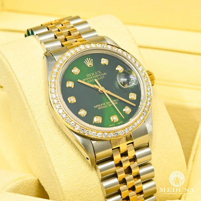 Montre Rolex | Montre Homme Rolex Datejust 36mm - Vert Jubilee 1.00CT Or 2 Tons