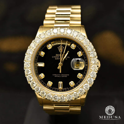 Montre Rolex | Montre Homme Rolex President Day-Date 36mm - Baguette Noir Baguette / Or Jaune