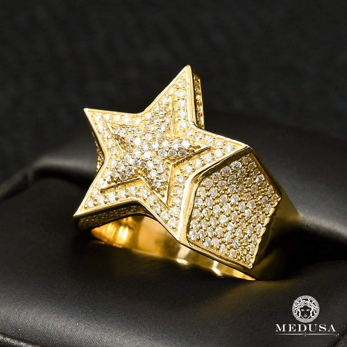 Hip Hop Bling Luxury Jewelry - 5.00Ctw. Diamond Pave 14k Gold 3-D Star-Shaped  Men's Fine Ring - Size 10 AG-MRG3722Y - D&D Jewelry in Walnut Creek CA